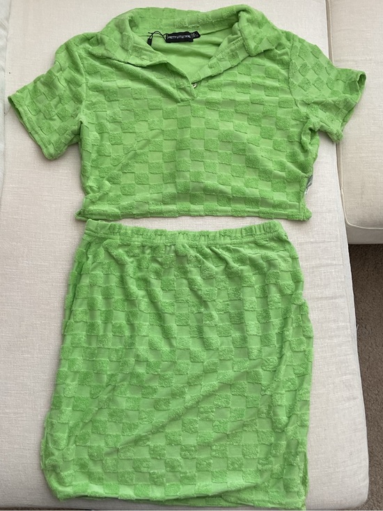 PrettyLittleThing Dresses & Skirts - PrettyLittleThing Bright Lime Checker Polo Set